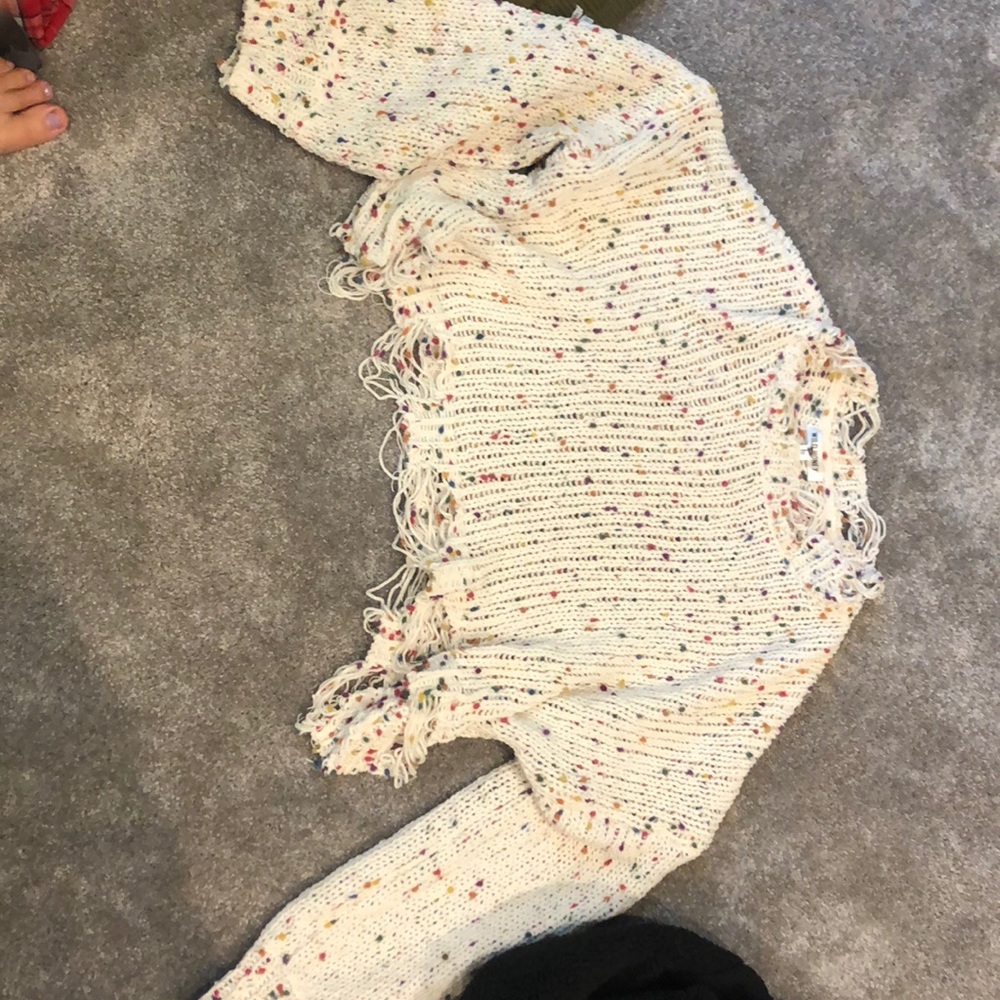 White and rainbow sweater